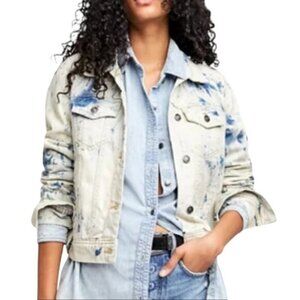 Free People Rumors Button Front Denim Jean Jacket Jones Blue Medium NWT MSRP $98